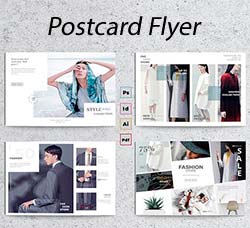 indesign模板－4个明信片传单模板(含AI/PSD/EPS格式)：Postcard Flyer